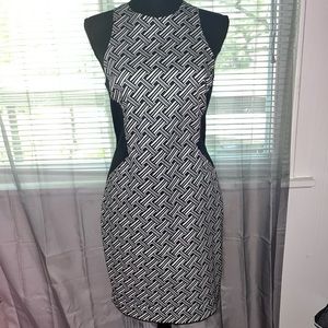 Banana Republic Navy White Printed Round Neck Sleeveless Shift Midi Dress Sz 6